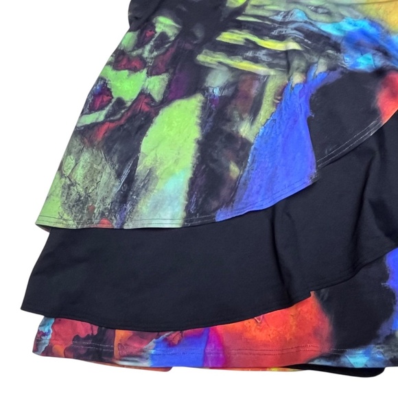 DONA JO DonaJo Pied Watercolor Rainbow Spin Skirt Skort Size 1 Small 14.5" - Picture 6 of 8